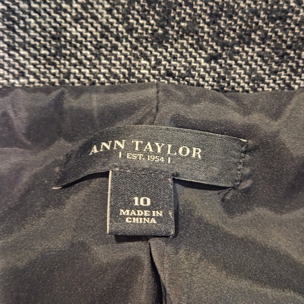 Ann Taylor Wool Blend Tweed Blazer Jacket Size 10 Black White Office Classic - Picture 4 of 10